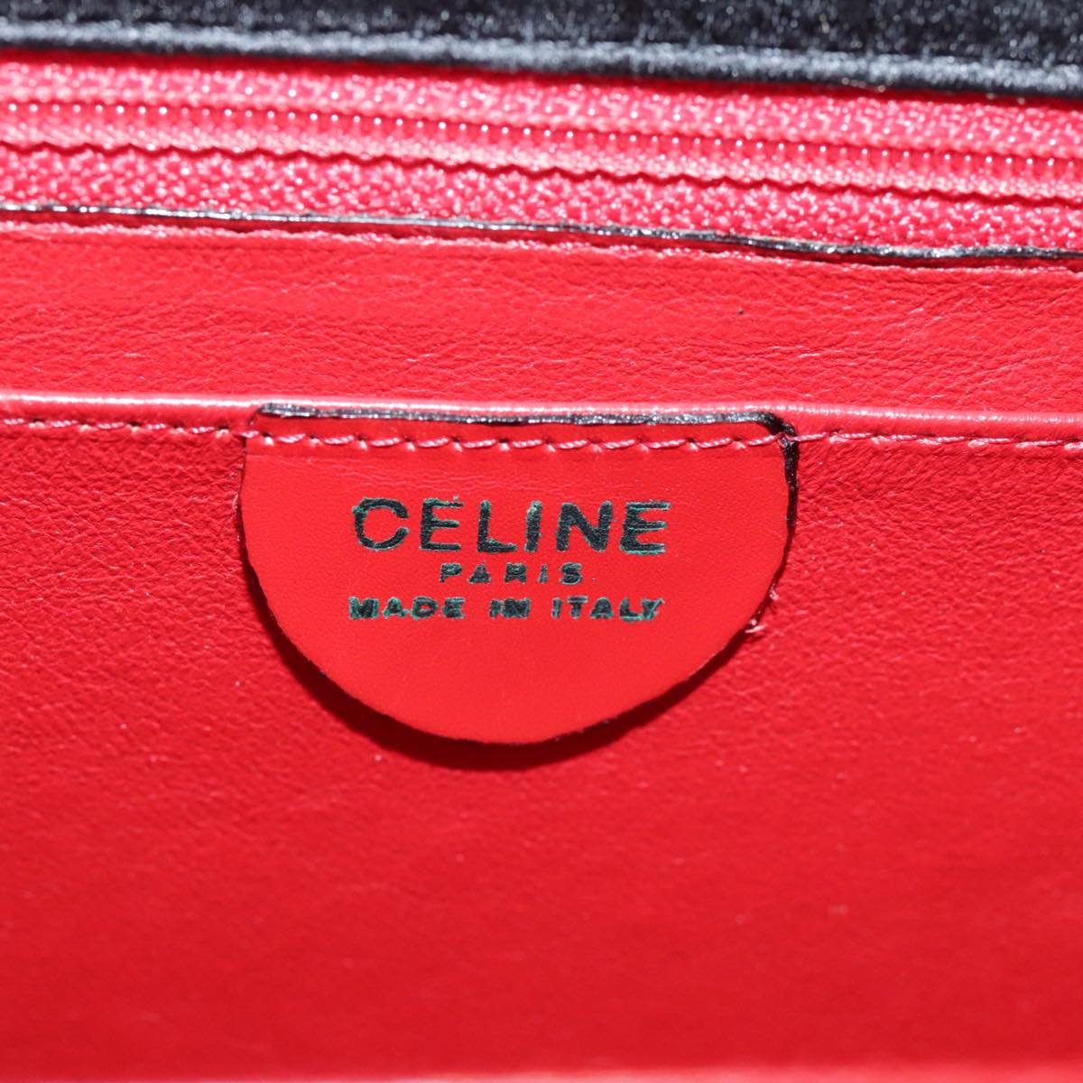 CELINE Hand Bag Satin 2way Black Auth 107980SM