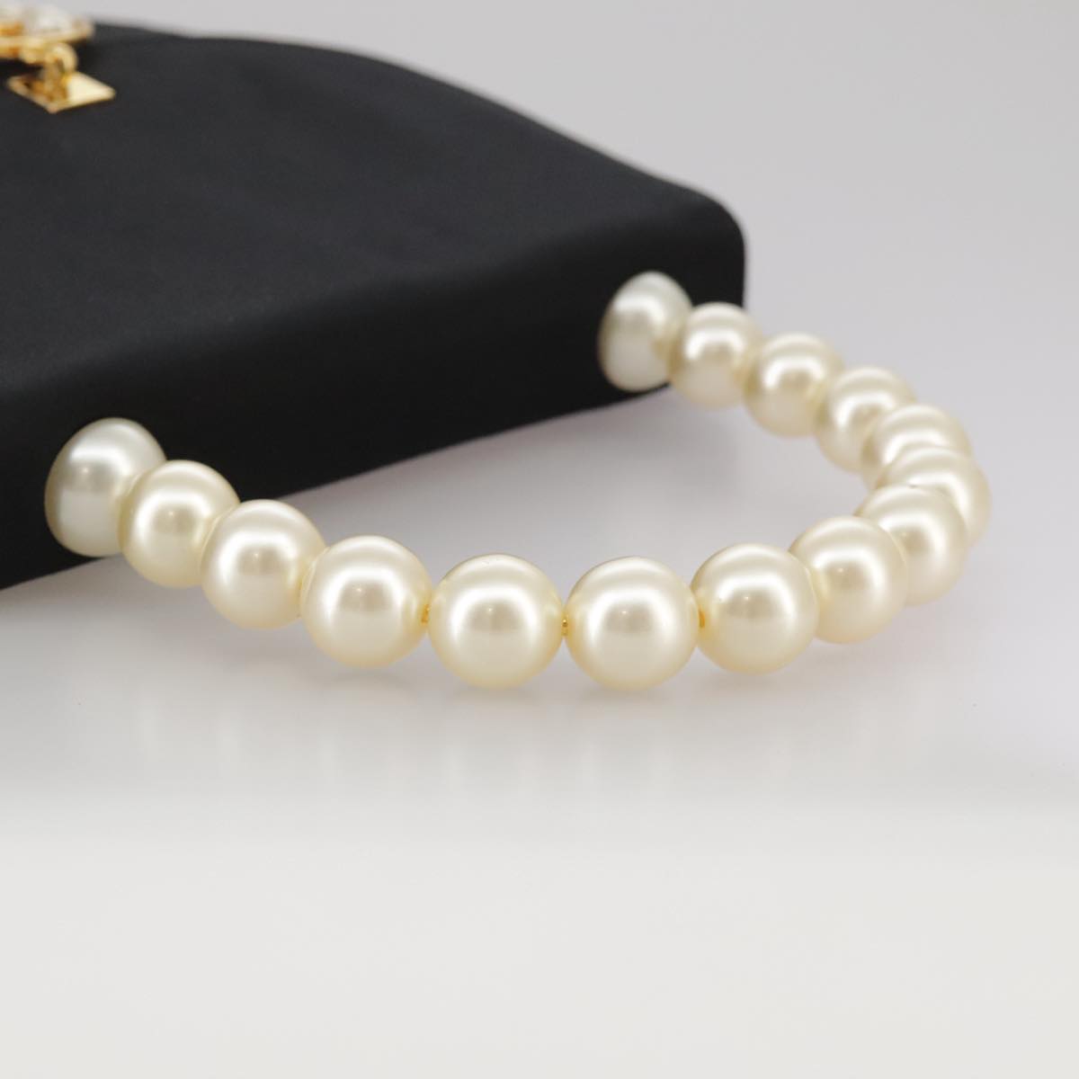 CELINE Hand Bag Satin 2way Black Auth 107980AM