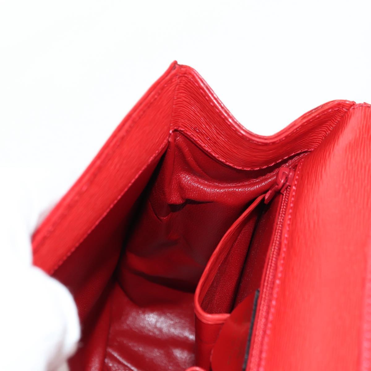 CELINE Hand Bag Leather 2way Red Gold Auth 107984