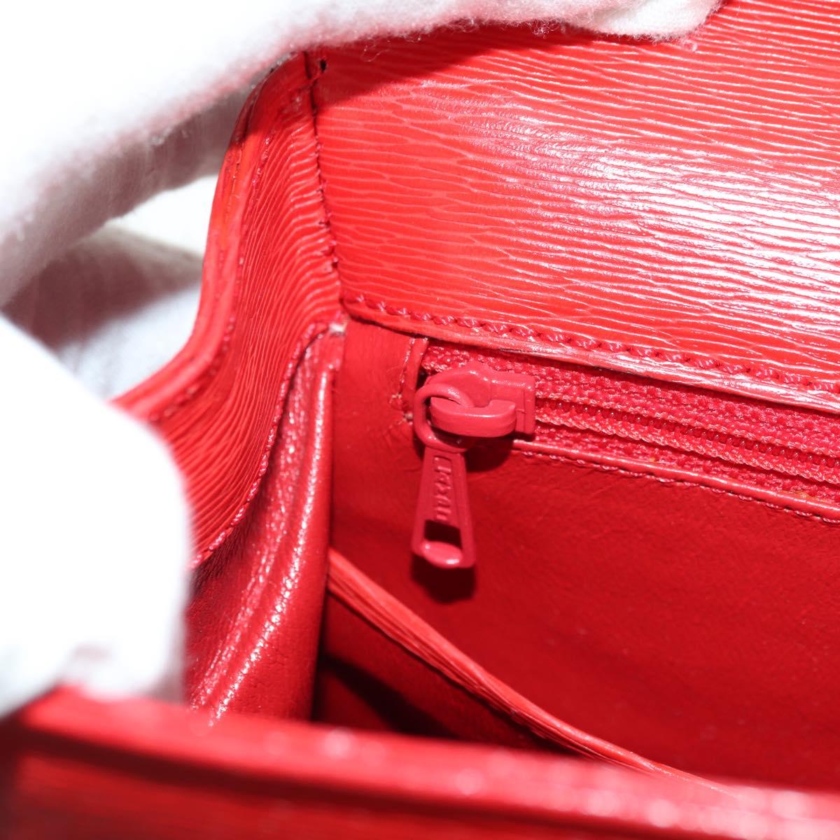 CELINE Hand Bag Leather 2way Red Gold Auth 107984