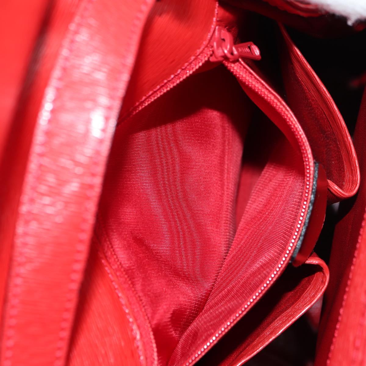 CELINE Hand Bag Leather 2way Red Gold Auth 107984