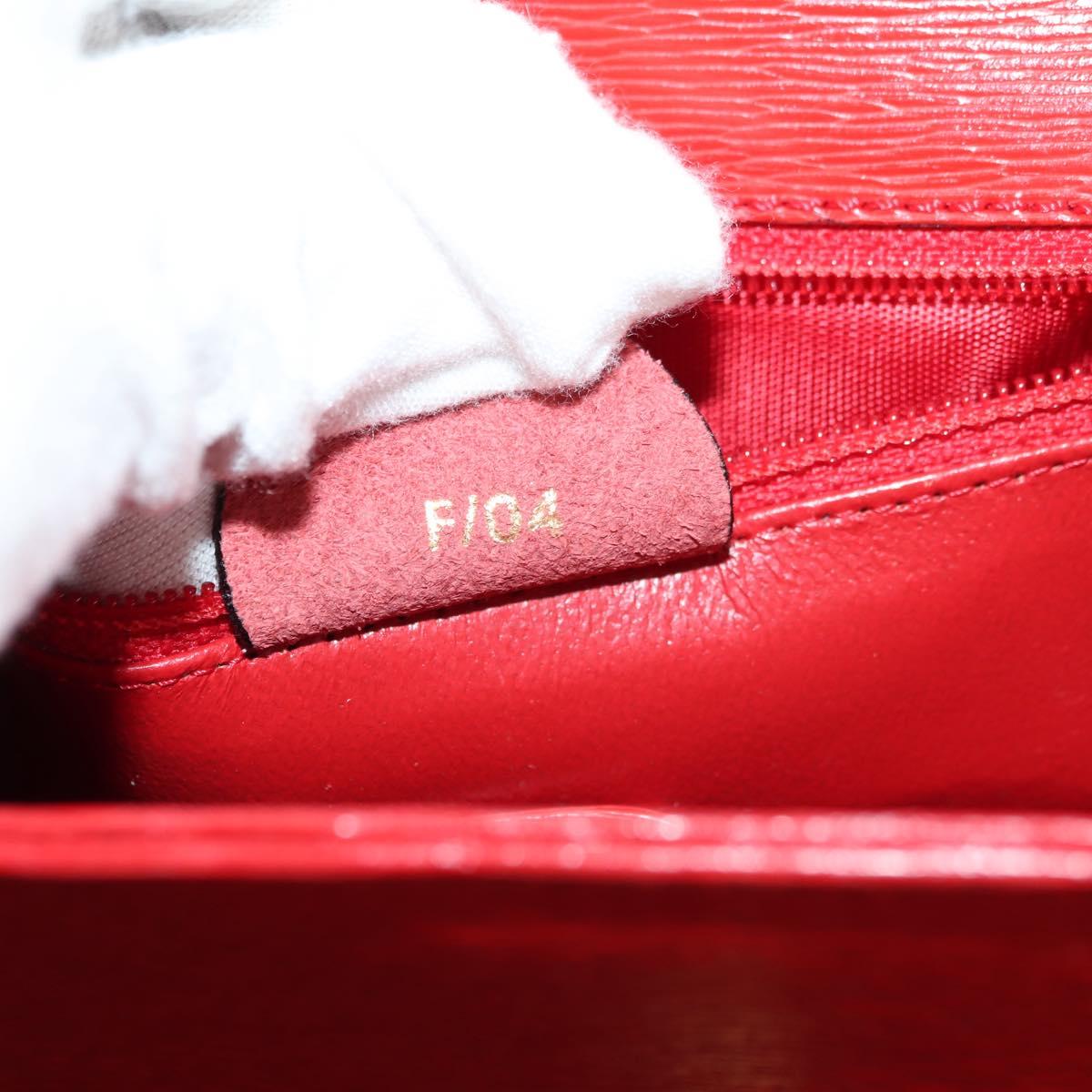 CELINE Hand Bag Leather 2way Red Gold Auth 107984