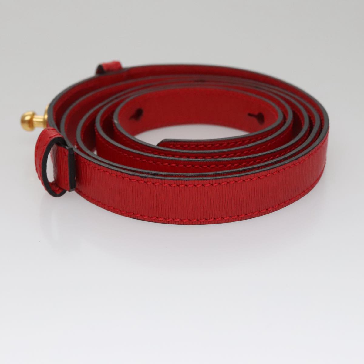 CELINE Hand Bag Leather 2way Red Gold Auth 107984AV