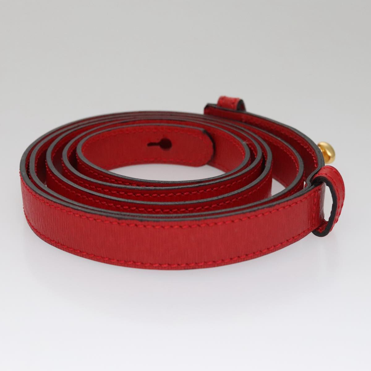 CELINE Hand Bag Leather 2way Red Gold Auth 107984AV