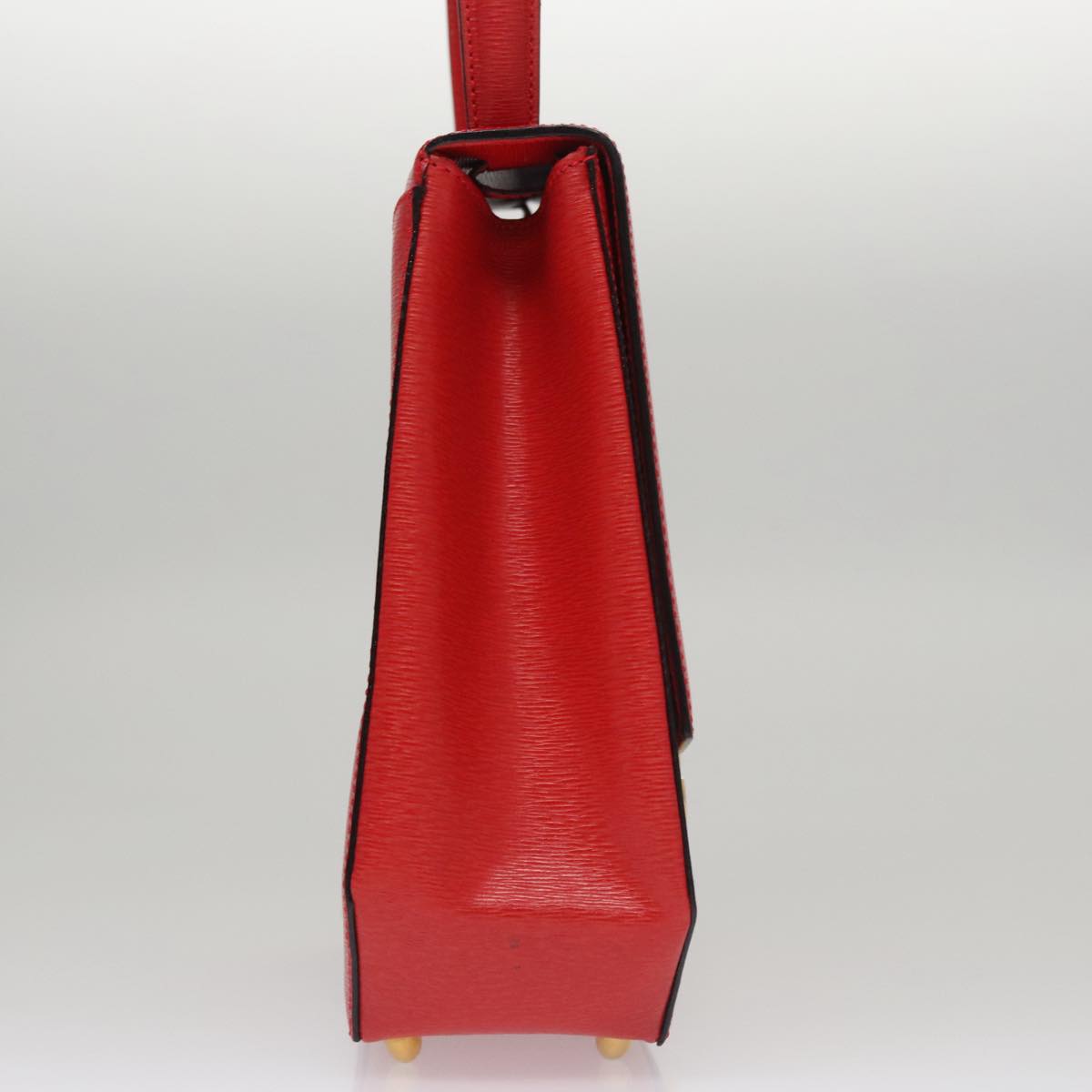 CELINE Hand Bag Leather 2way Red Gold Auth 107984AV