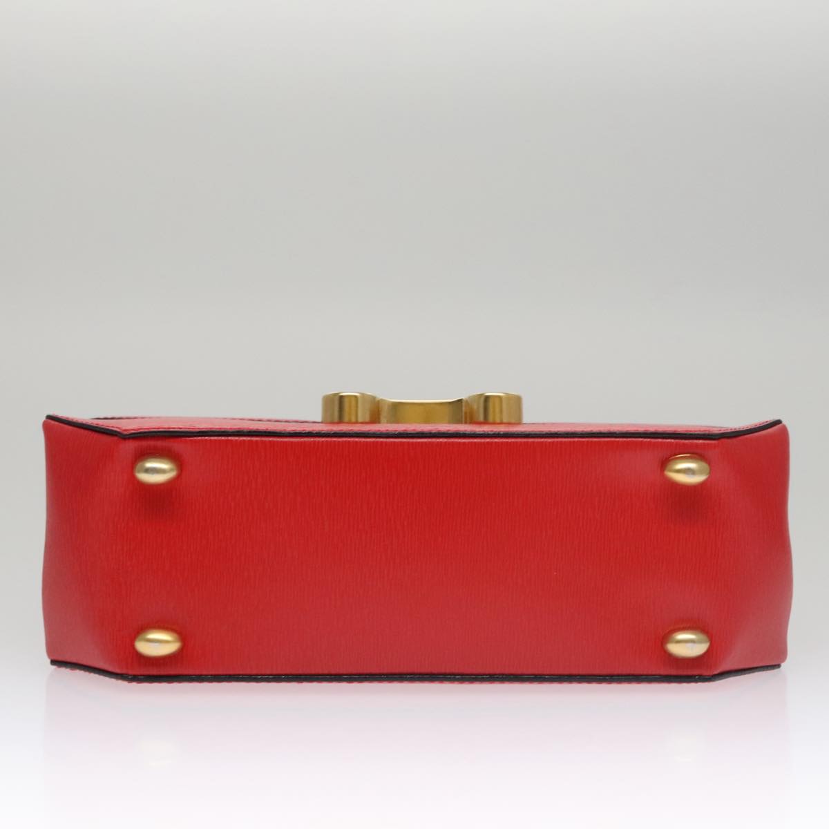 CELINE Hand Bag Leather 2way Red Gold Auth 107984AV