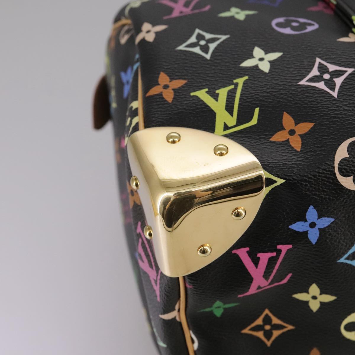 LOUIS VUITTON Monogram Multicolor Speedy 30 Hand Bag Black M92642 Auth 107987SAM