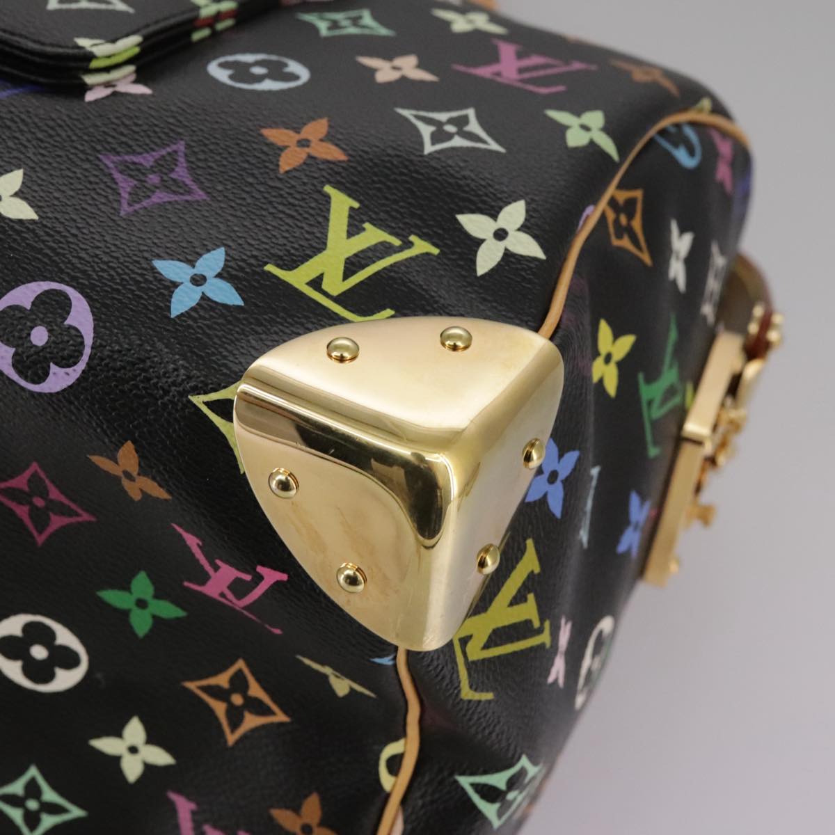 LOUIS VUITTON Monogram Multicolor Speedy 30 Hand Bag Black M92642 Auth 107987AM