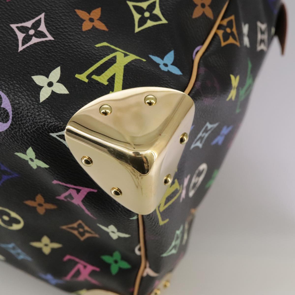 LOUIS VUITTON Monogram Multicolor Speedy 30 Hand Bag Black M92642 Auth 107987AM