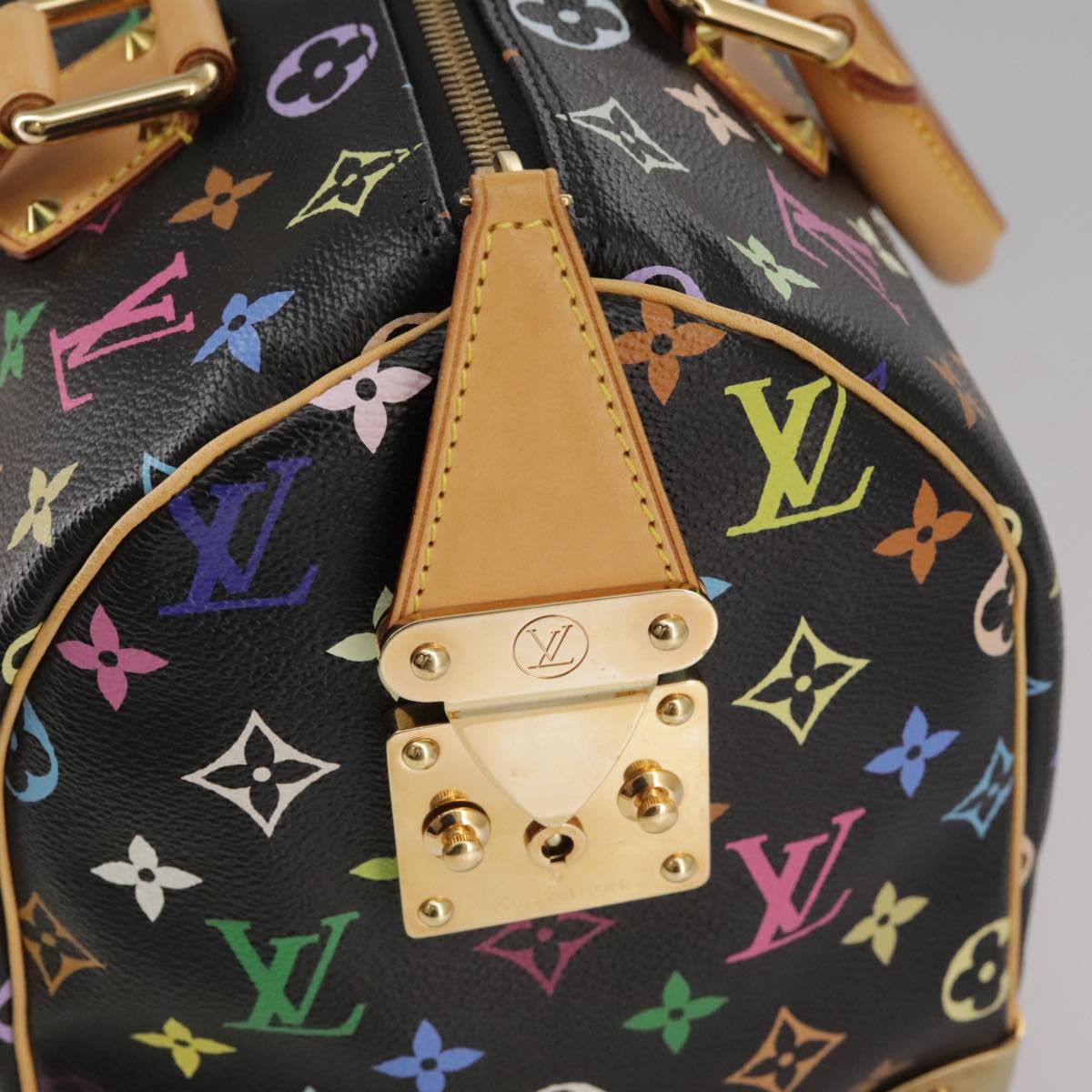 LOUIS VUITTON Monogram Multicolor Speedy 30 Hand Bag Black M92642 Auth 107987AM