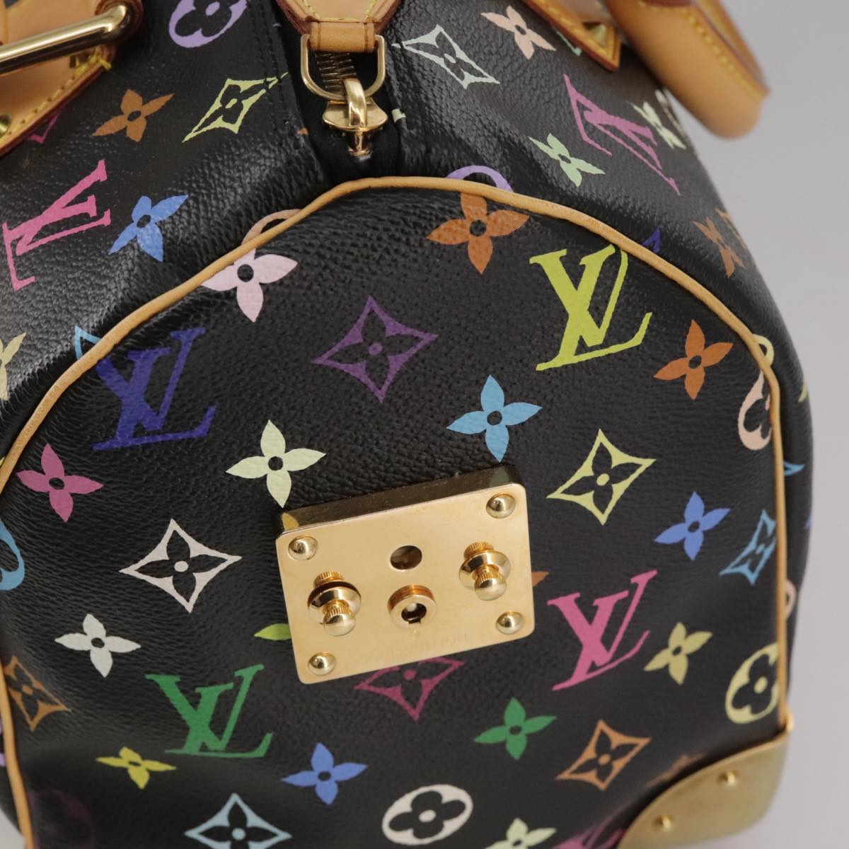 LOUIS VUITTON Monogram Multicolor Speedy 30 Hand Bag Black M92642 Auth 107987AM