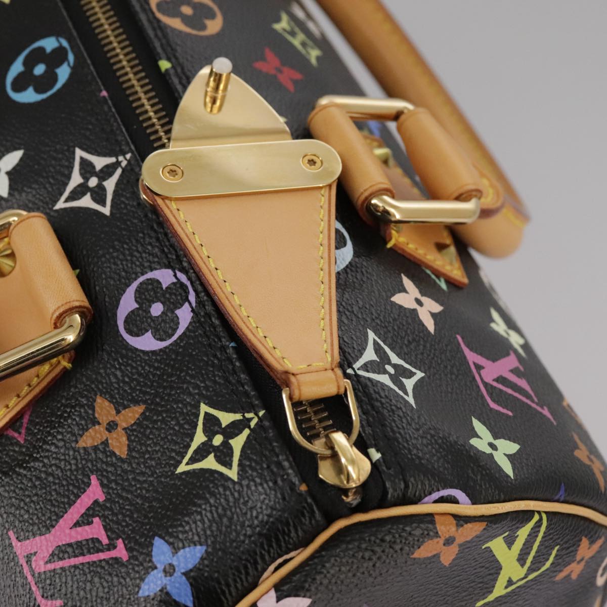 LOUIS VUITTON Monogram Multicolor Speedy 30 Hand Bag Black M92642 Auth 107987AM