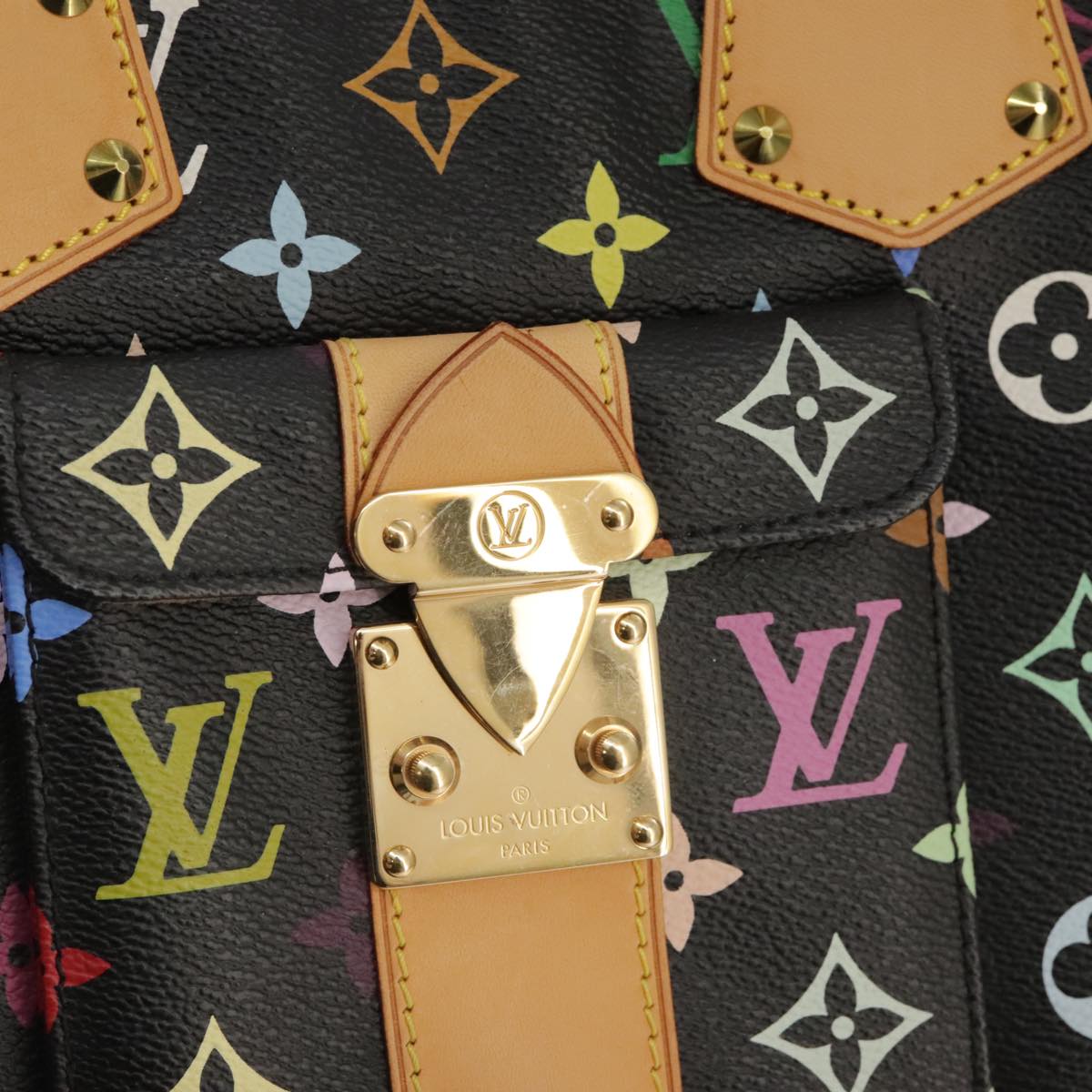 LOUIS VUITTON Monogram Multicolor Speedy 30 Hand Bag Black M92642 Auth 107987AM