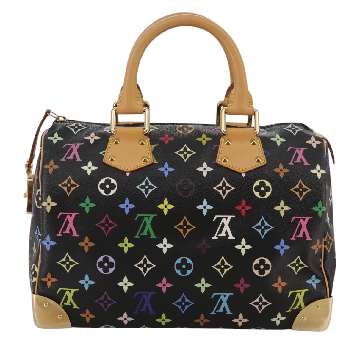 LOUIS VUITTON Monogram Multicolor Speedy 30 Hand Bag Black M92642 Auth 107987SAM
