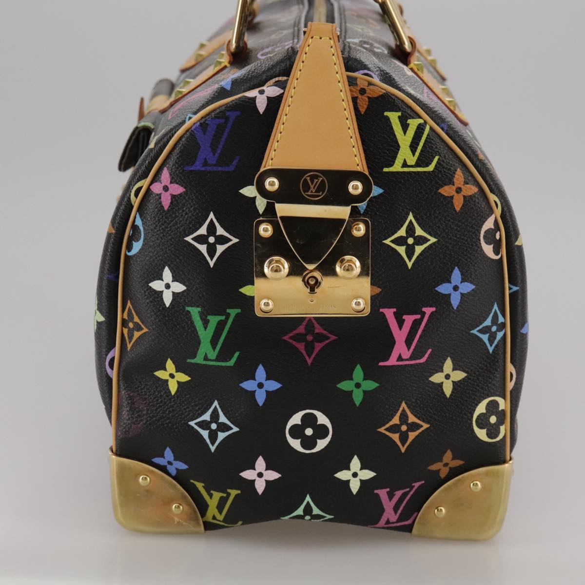 LOUIS VUITTON Monogram Multicolor Speedy 30 Hand Bag Black M92642 Auth 107987AM