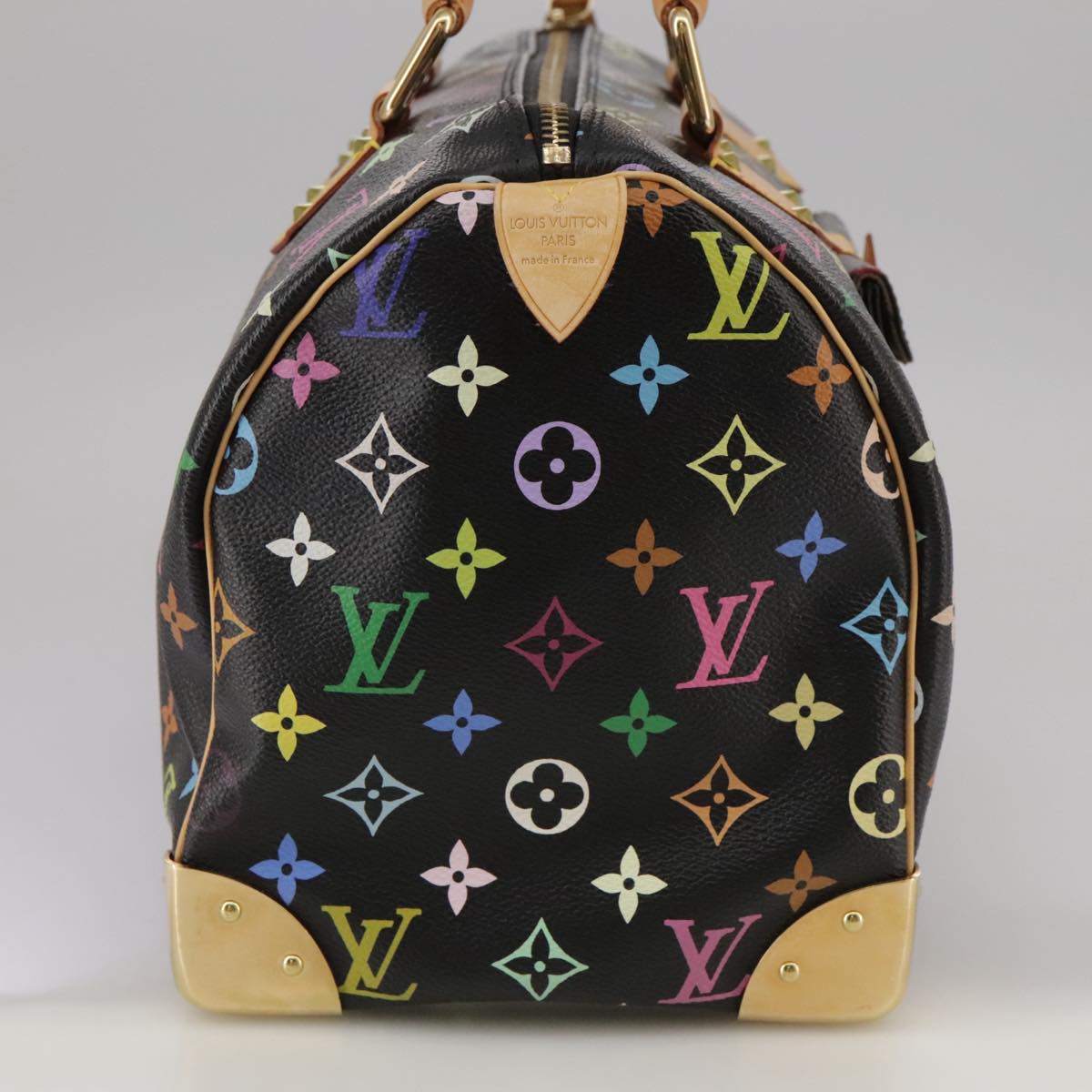 LOUIS VUITTON Monogram Multicolor Speedy 30 Hand Bag Black M92642 Auth 107987AM