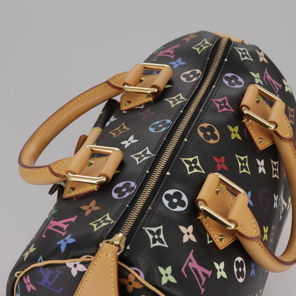 LOUIS VUITTON Monogram Multicolor Speedy 30 Hand Bag Black M92642 Auth 107987AM
