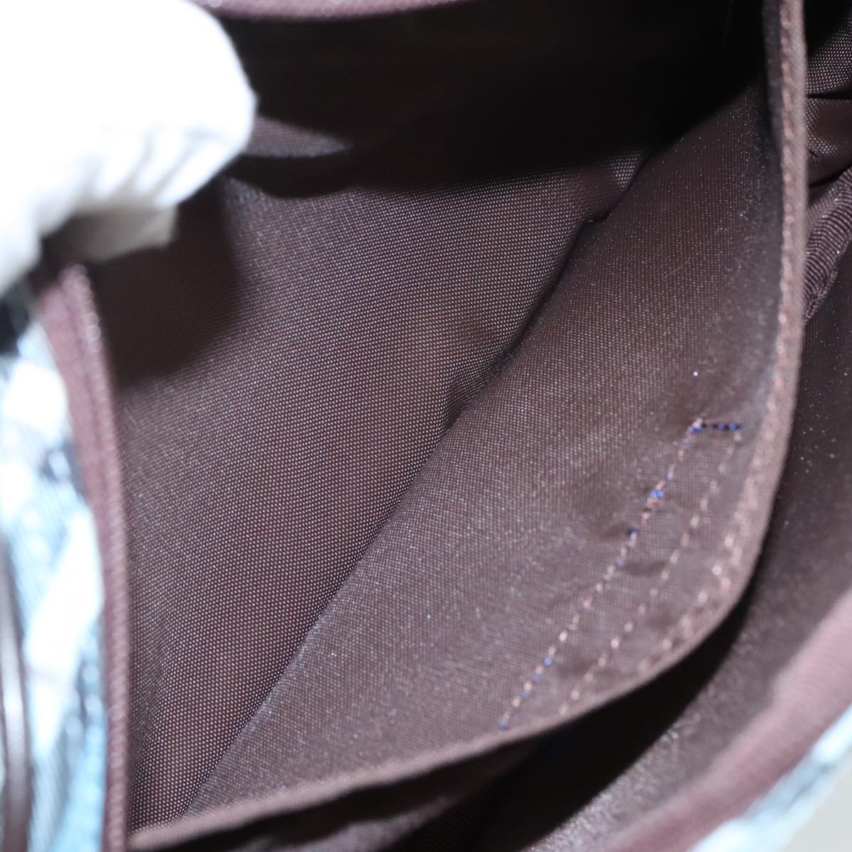 BURBERRY Nova Check Blue Label Accessory Pouch Nylon Blue Silver Auth 108007