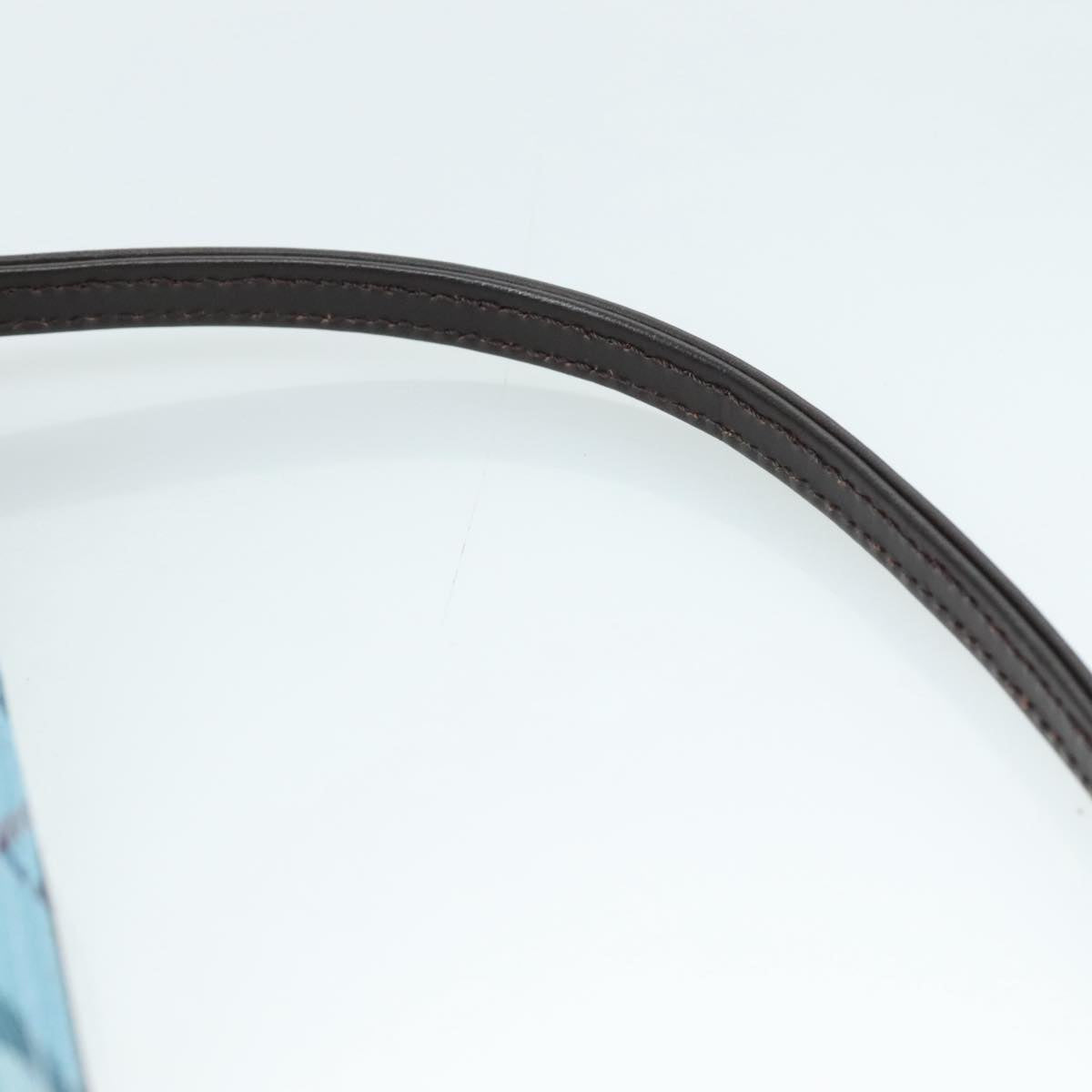 BURBERRY Nova Check Blue Label Accessory Pouch Nylon Blue Silver Auth 108007