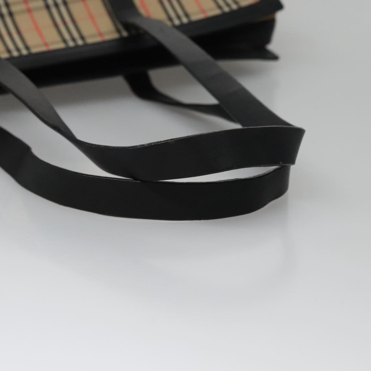 BURBERRY Nova Check Tote Bag Canvas Leather Beige Black gold Auth 108059