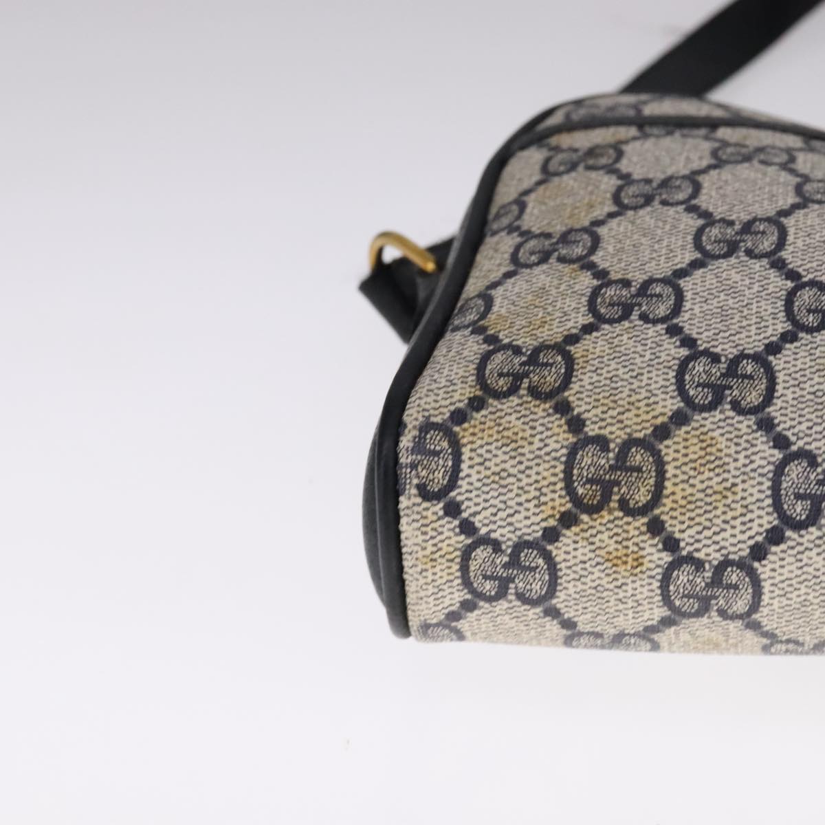 GUCCI GG Supreme Sherry Line Shoulder Bag PVC Navy Red 10 02 055 Auth 108070
