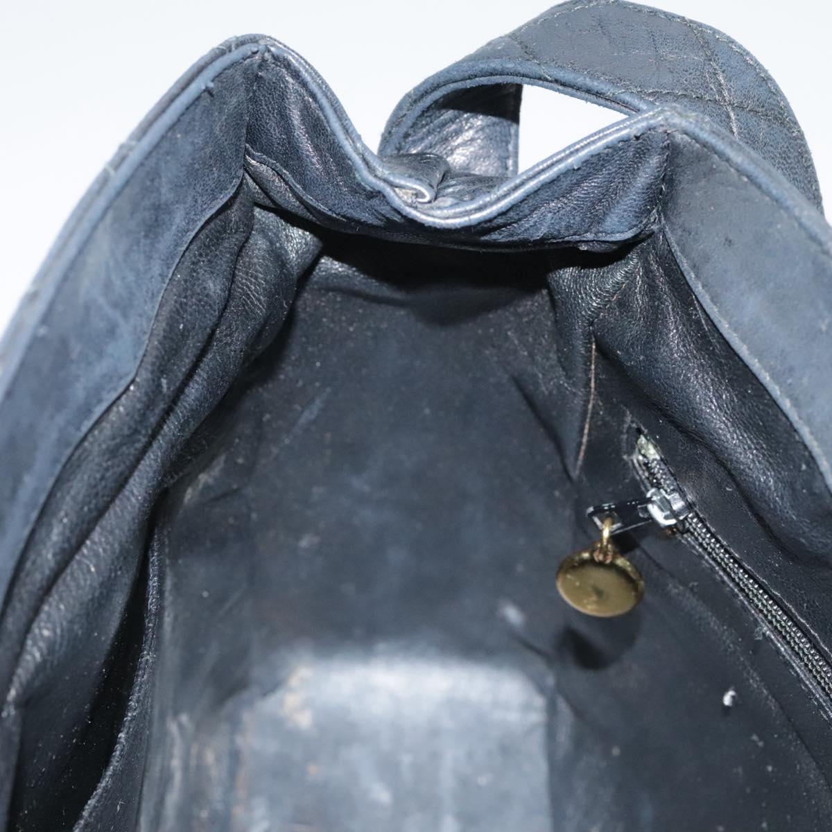 CHANEL Matelasse Shoulder Bag Lamb Skin Black Gold CC Auth 108071