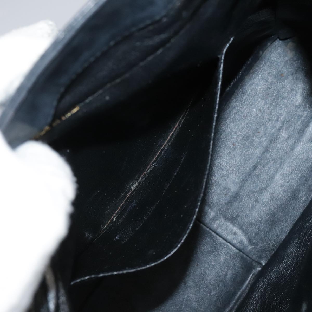 CHANEL Matelasse Shoulder Bag Lamb Skin Black Gold CC Auth 108071