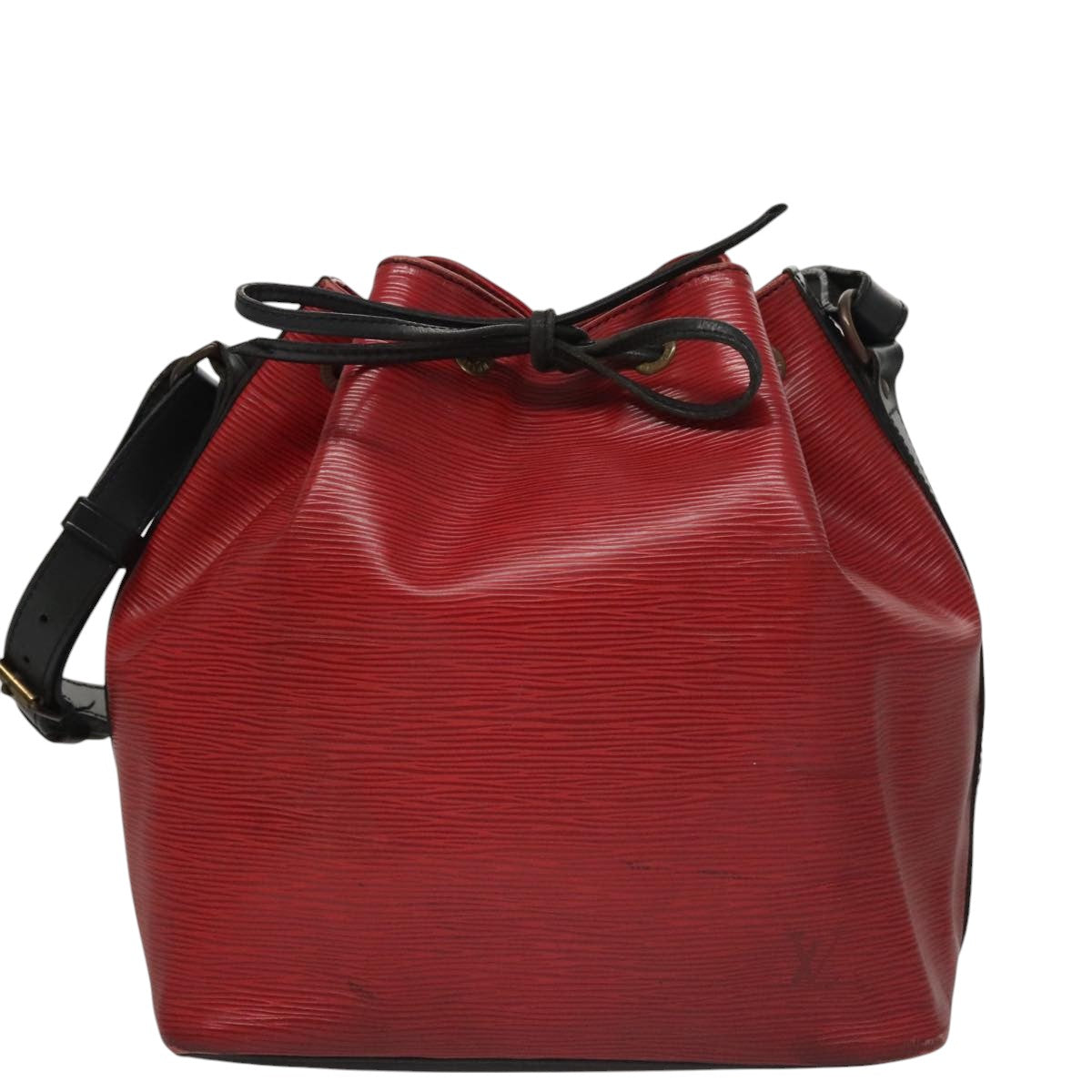 LOUIS VUITTON Epi Petit Noe Shoulder Bag Bicolor Black Red M44017 LV Auth 108096