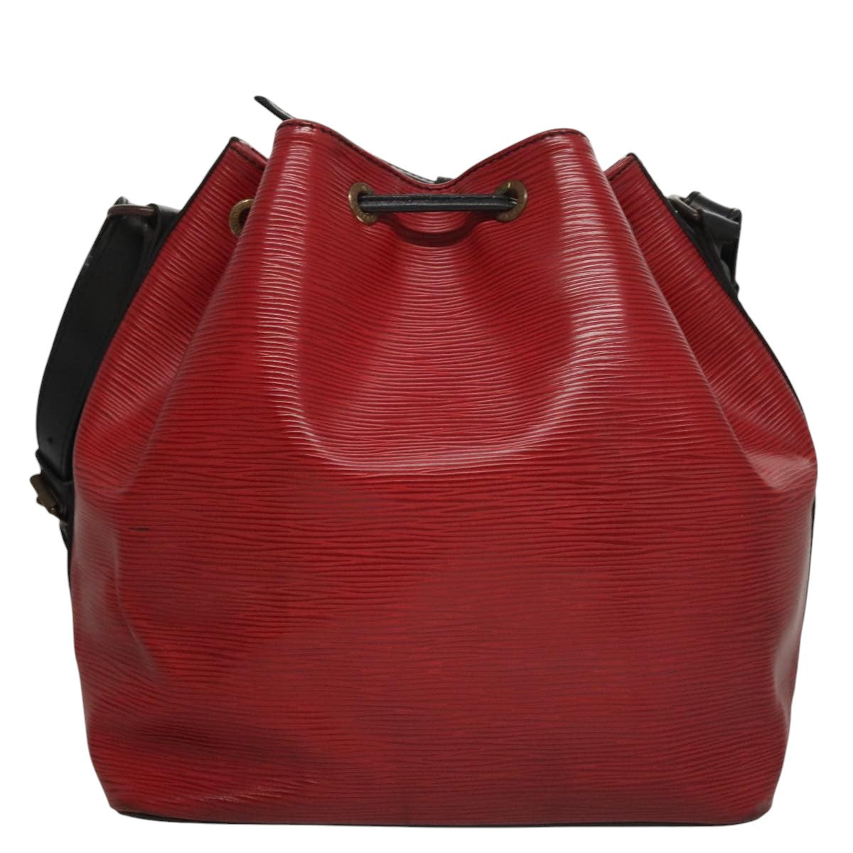 LOUIS VUITTON Epi Petit Noe Shoulder Bag Bicolor Black Red M44017 LV Auth 108096