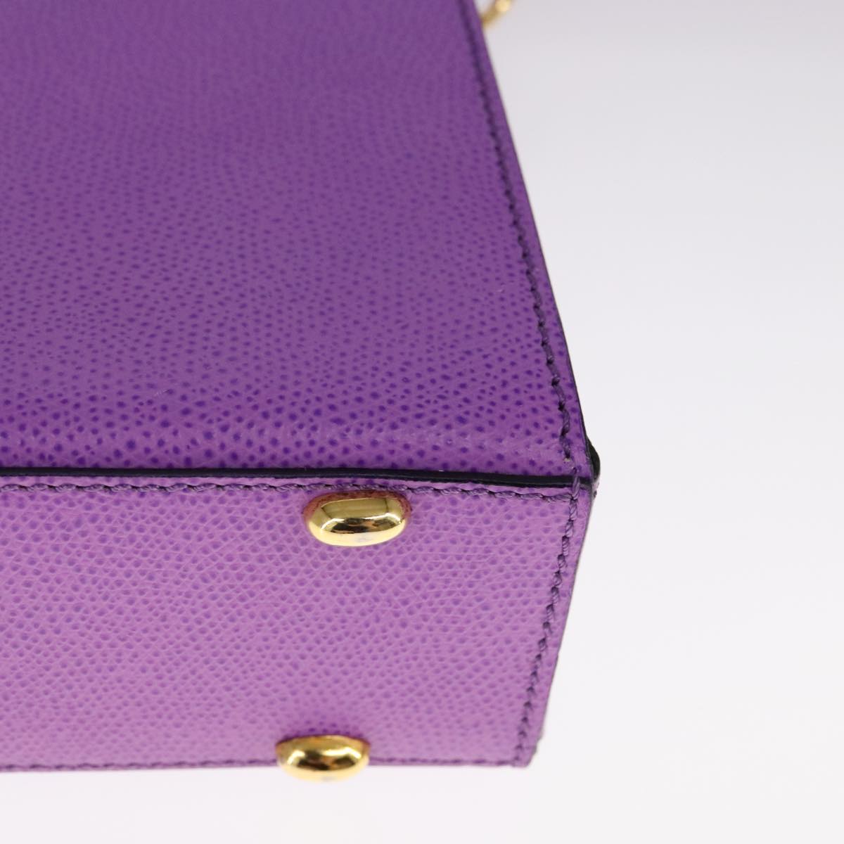 CELINE Shoulder Bag Leather Purple Gold Auth 108107V