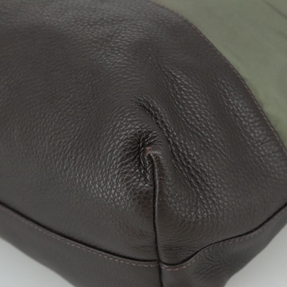 PRADA Tote Bag Nylon Leather 2way Khaki Auth 108115