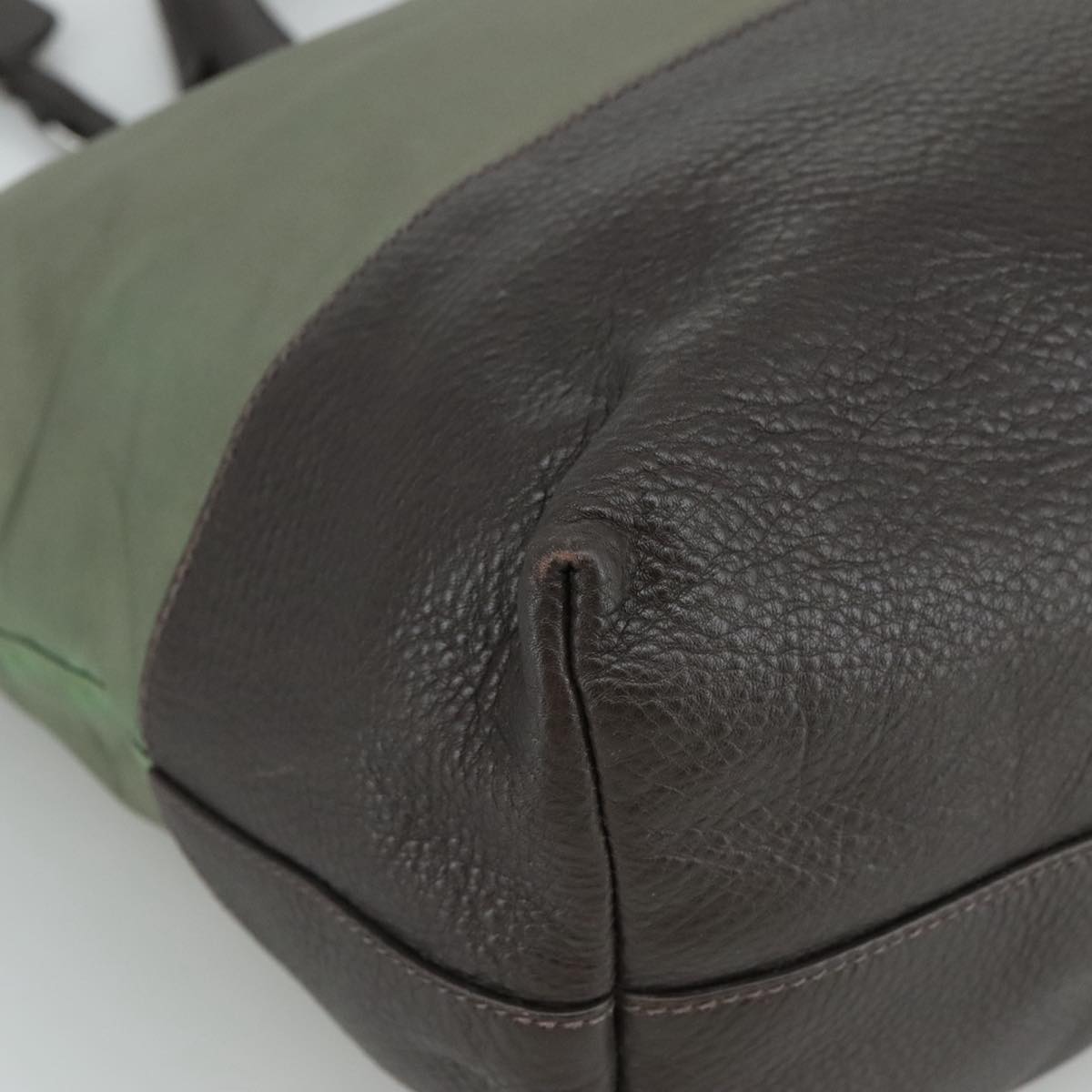 PRADA Tote Bag Nylon Leather 2way Khaki Auth 108115