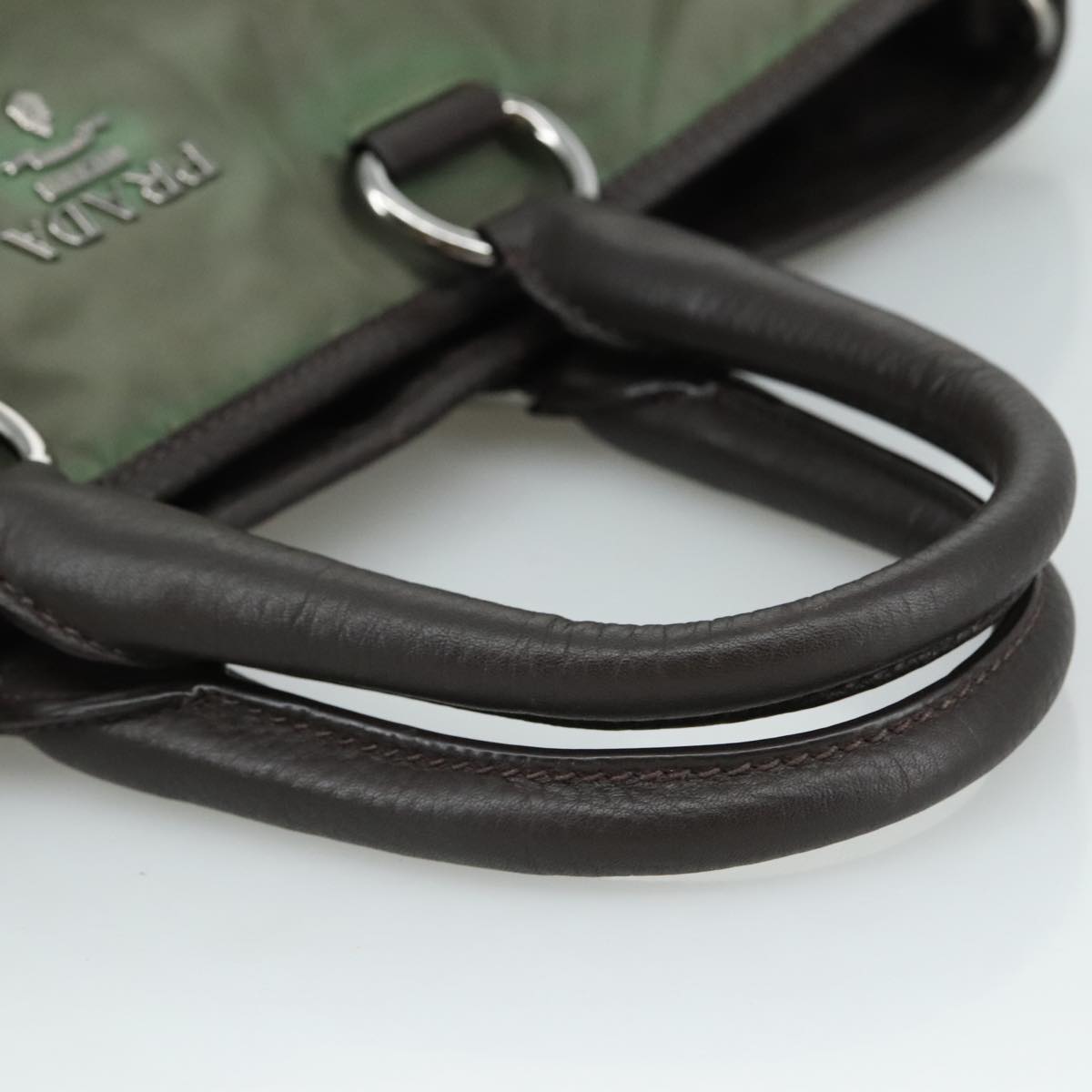 PRADA Tote Bag Nylon Leather 2way Khaki Auth 108115