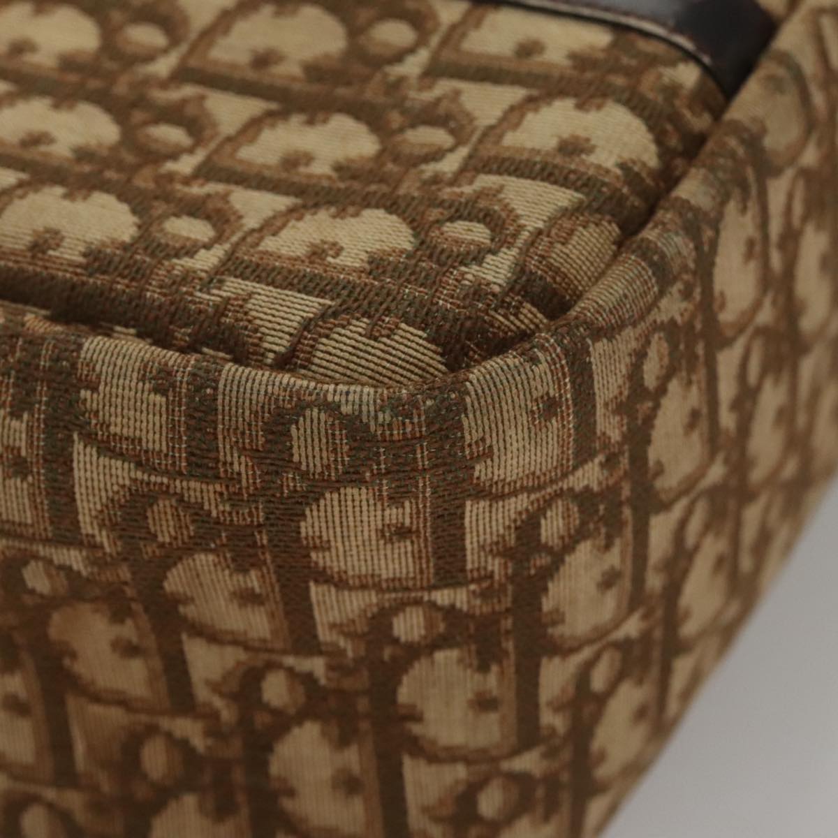 Christian Dior Trotter Canvas Hand Bag Brown Auth 108123