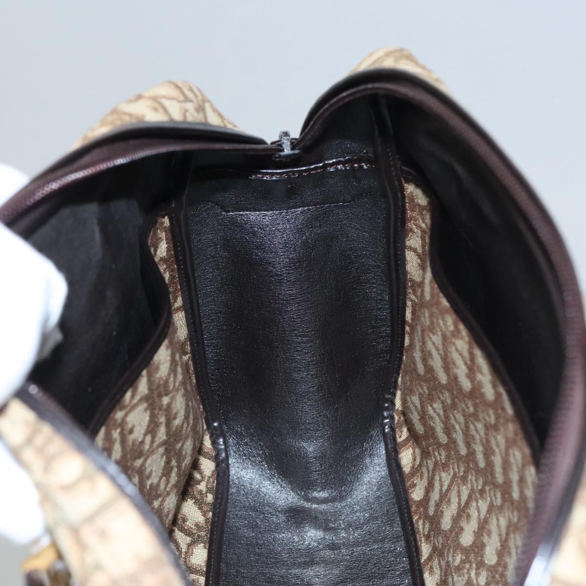 Christian Dior Trotter Canvas Hand Bag Brown Auth 108123