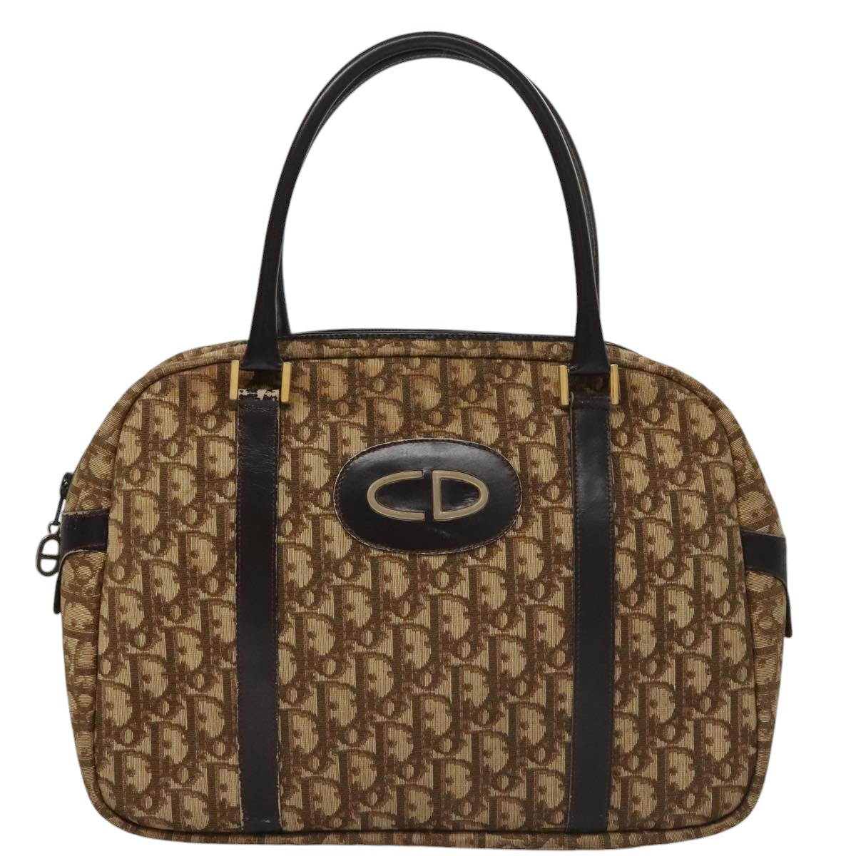 Christian Dior Trotter Canvas Hand Bag Brown Auth 108123