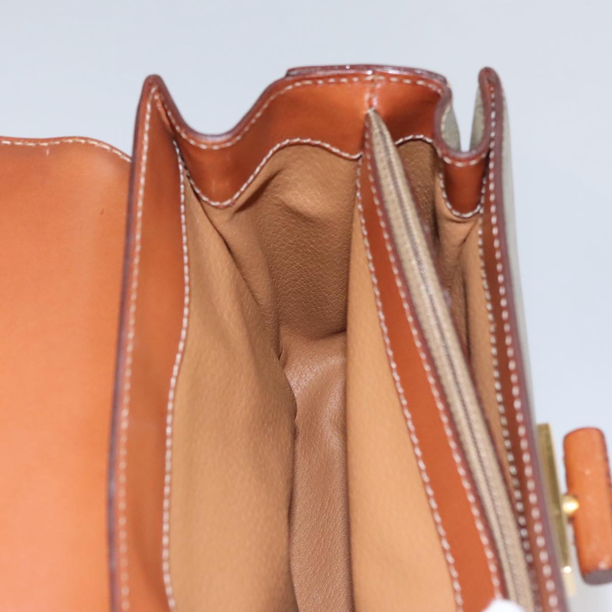 CELINE Macadam Canvas Hand Bag 2way Beige Gold Auth 108125