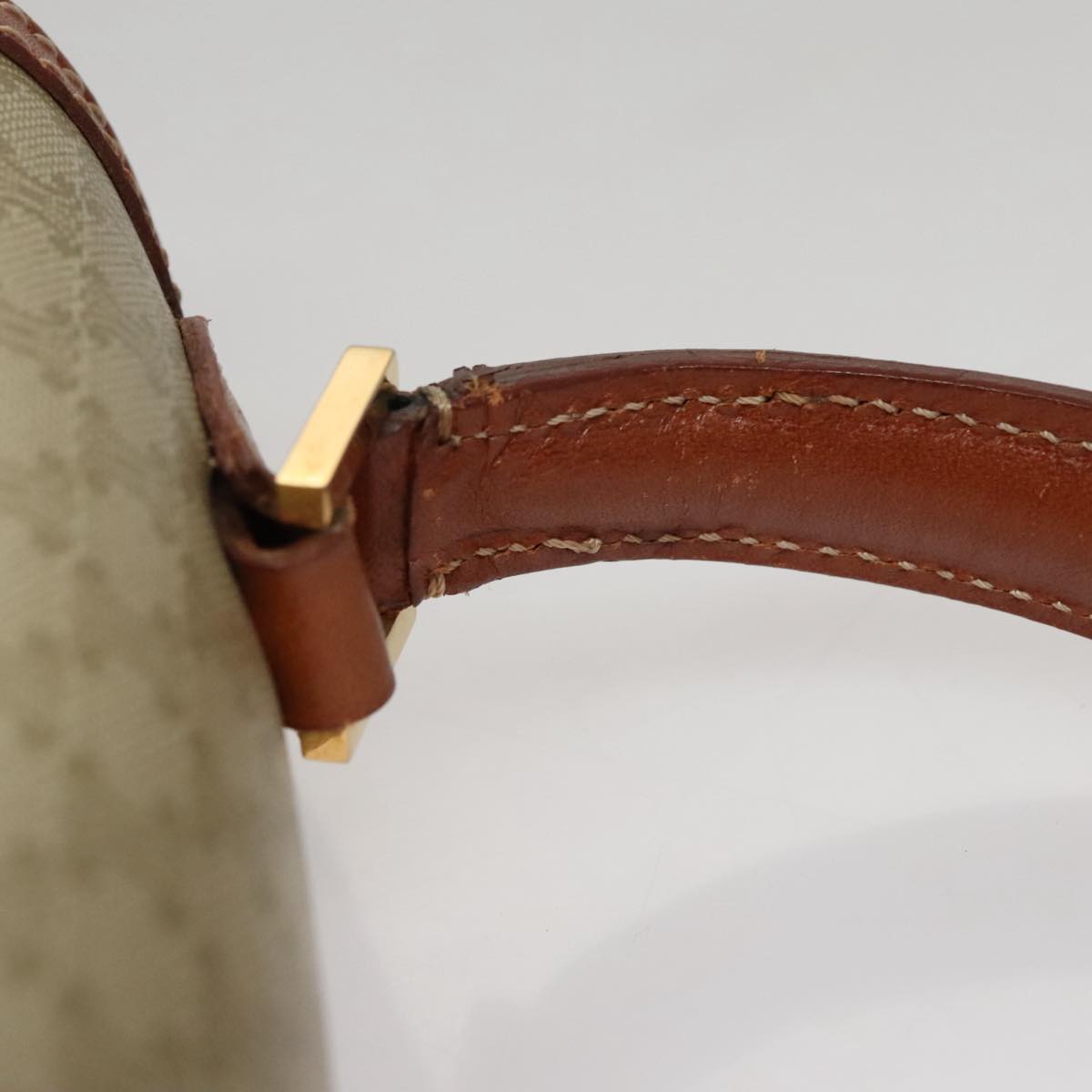 CELINE Macadam Canvas Hand Bag 2way Beige Gold Auth 108125