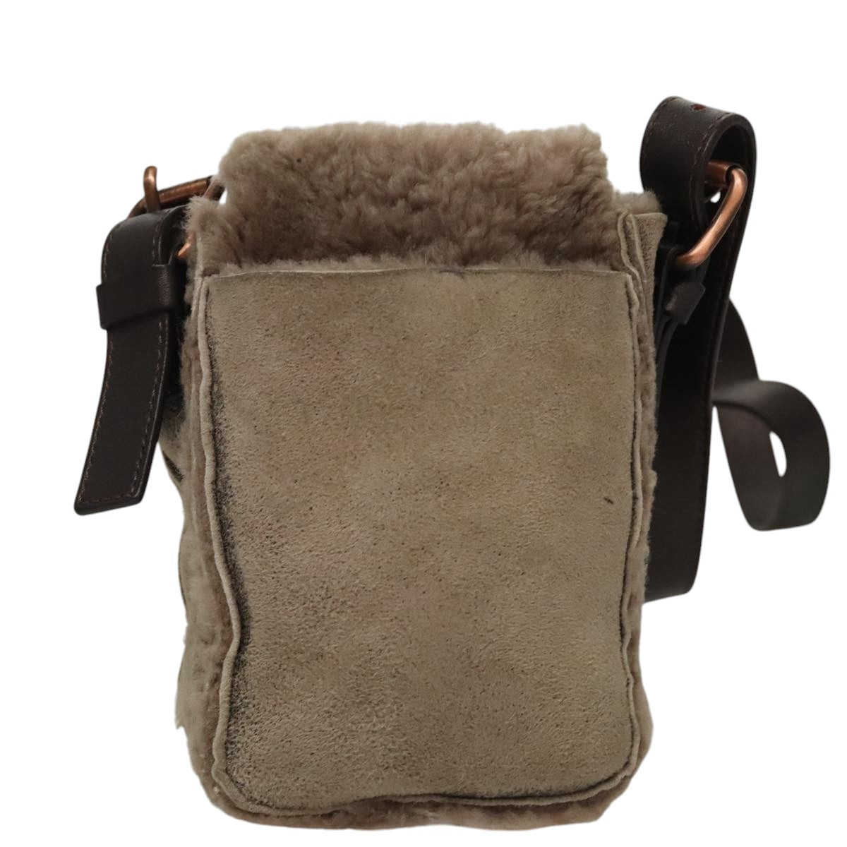 CELINE Shoulder Bag Mouton Beige Auth 108155