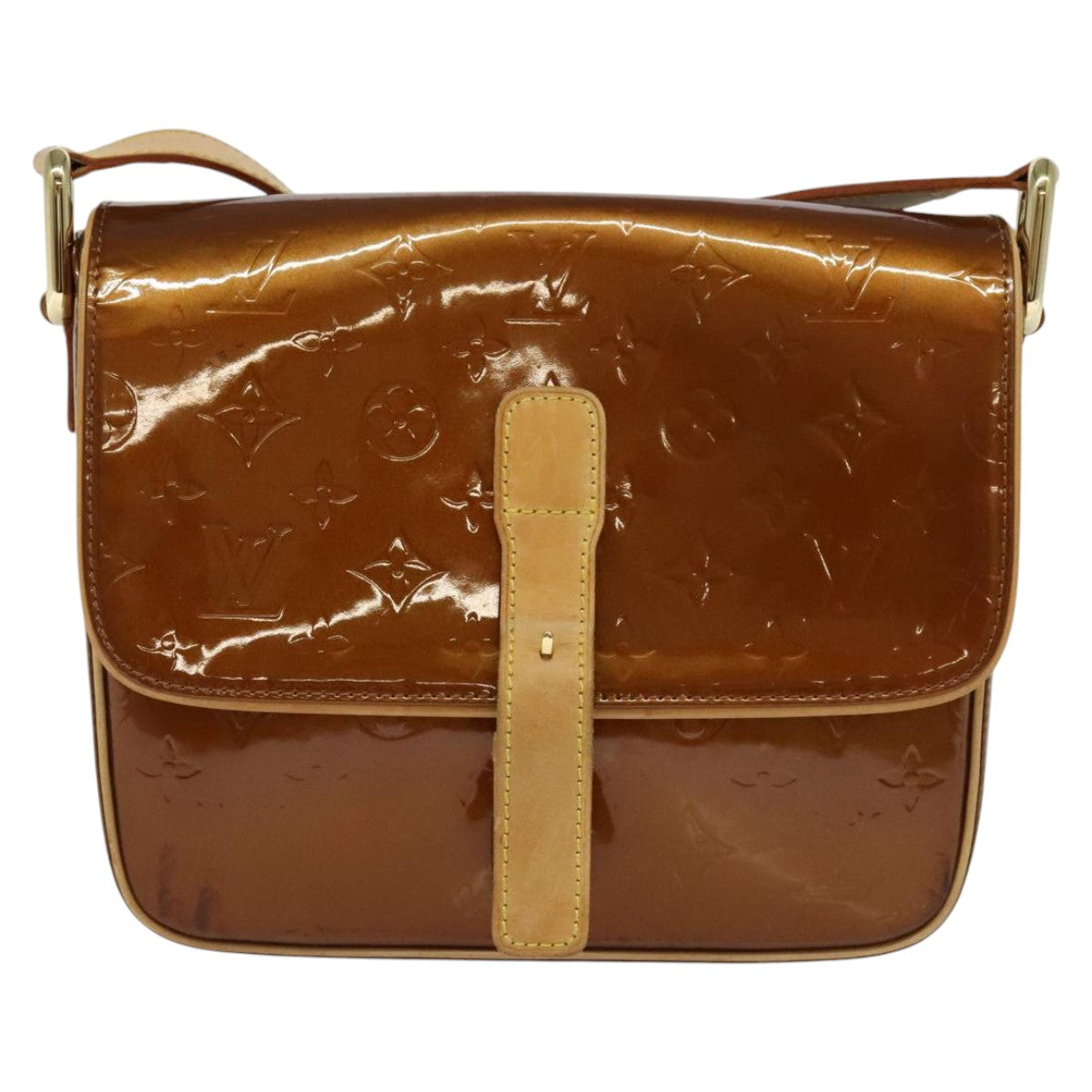 LOUIS VUITTON Monogram Vernis Christie GM Shoulder Bag Bronze M91107 Auth 108191