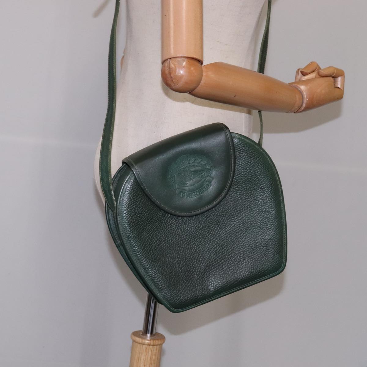 Burberrys Shoulder Bag Leather Green Auth 108203