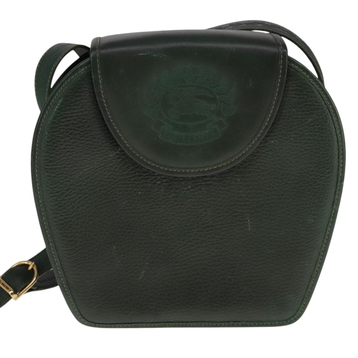 Burberrys Shoulder Bag Leather Green Auth 108203