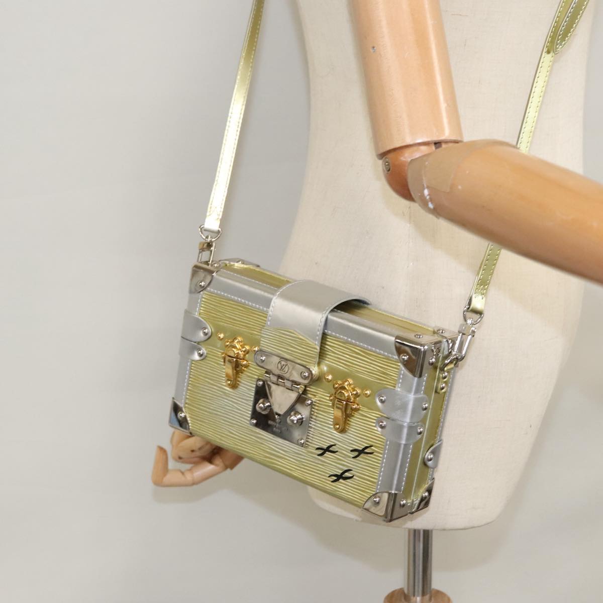 LOUIS VUITTON Epi Metallic Petite Mar Bag Silver Gold M54652 LV Auth 108234