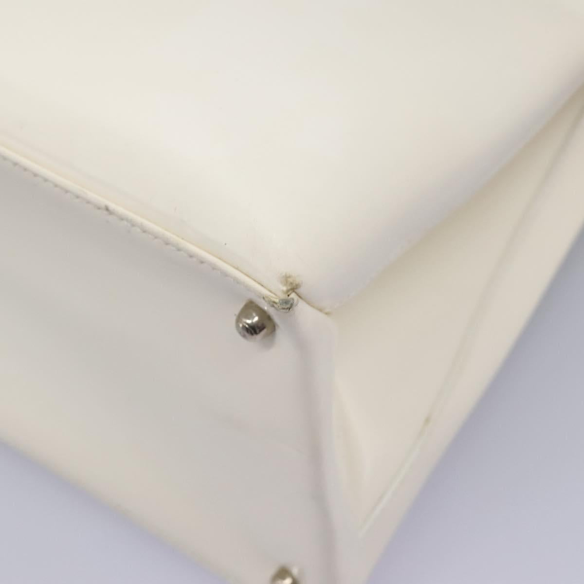 GUCCI Hand Bag Enamel 2way White Auth 108277