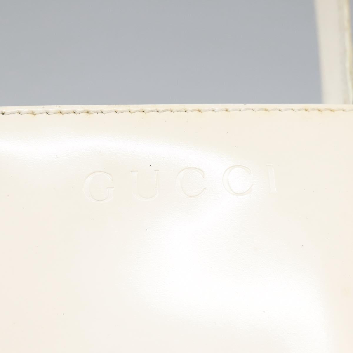 GUCCI Hand Bag Enamel 2way White Auth 108277