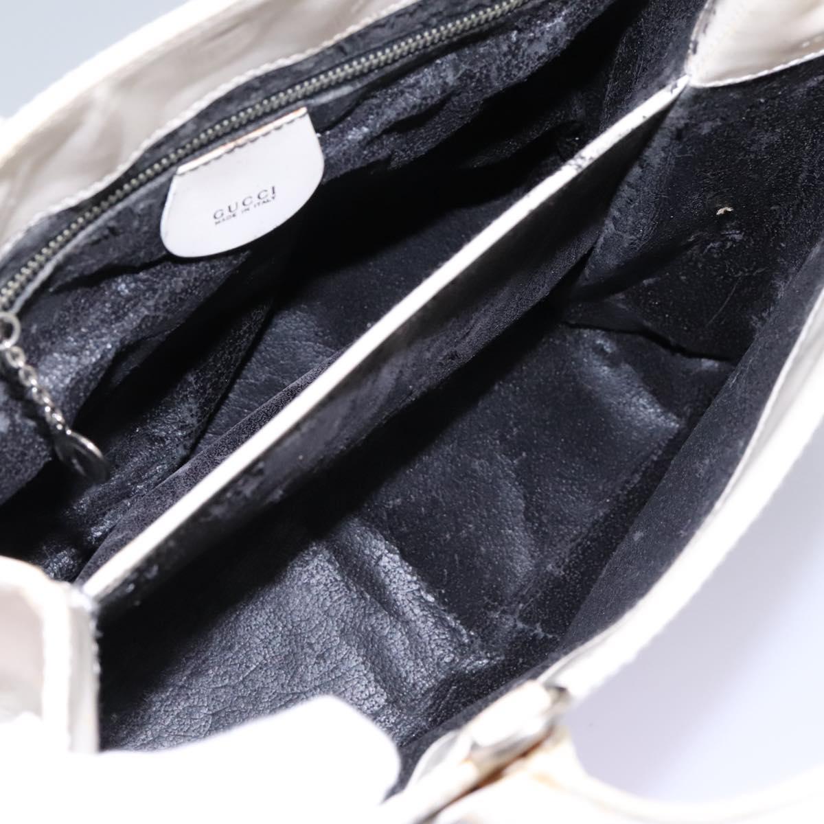 GUCCI Hand Bag Enamel 2way White Auth 108277