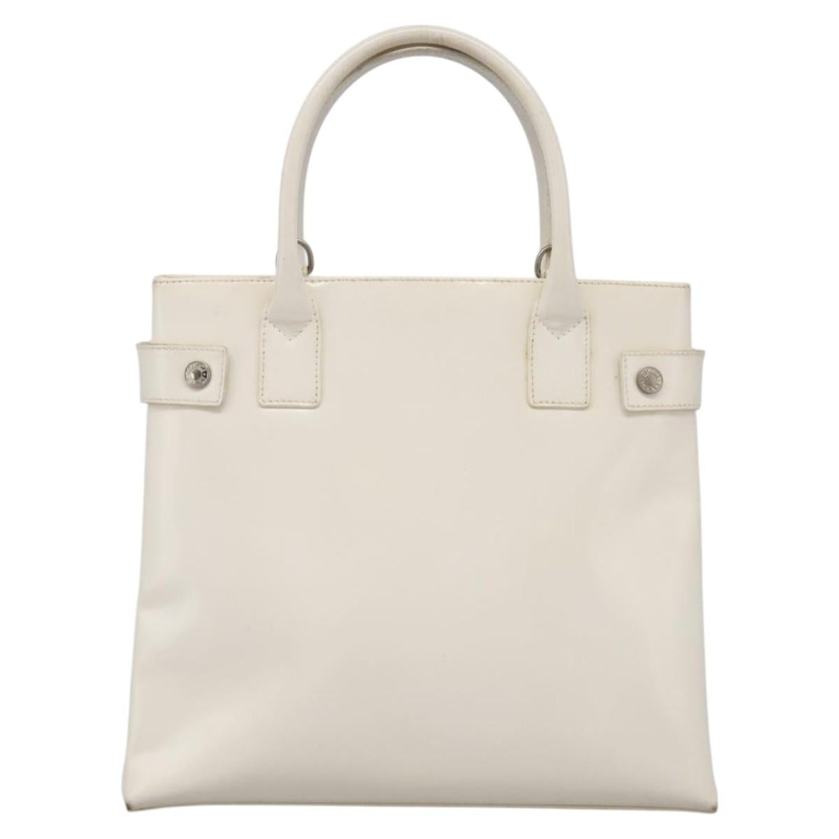 GUCCI Hand Bag Enamel 2way White Auth 108277