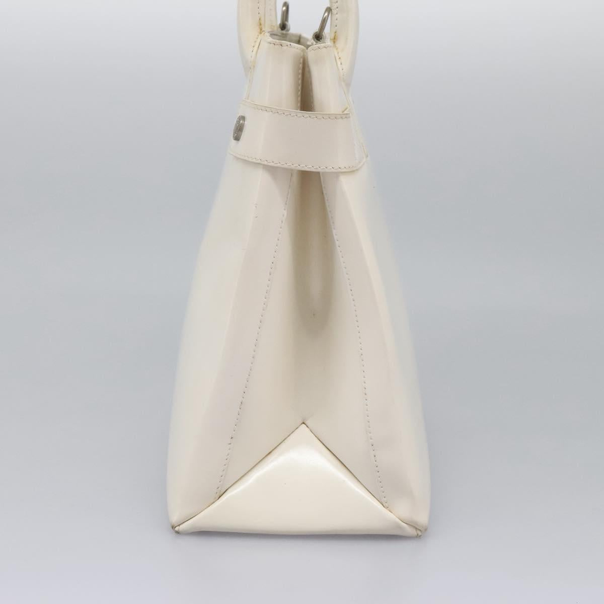 GUCCI Hand Bag Enamel 2way White Auth 108277