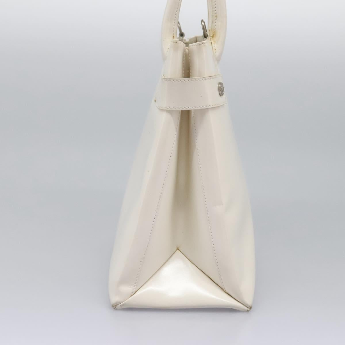 GUCCI Hand Bag Enamel 2way White Auth 108277