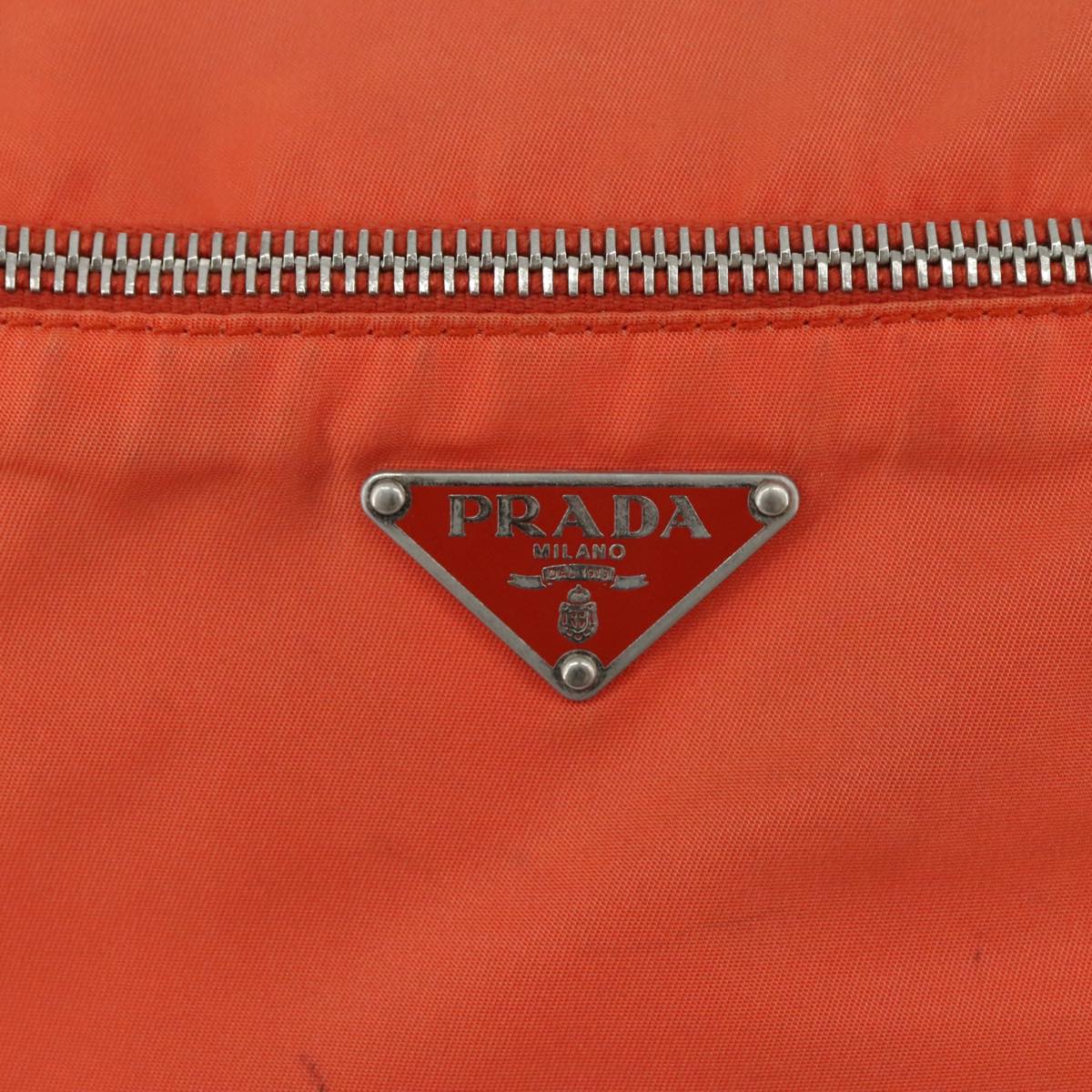 PRADA Shoulder Bag Nylon Orange Silver Auth 108312